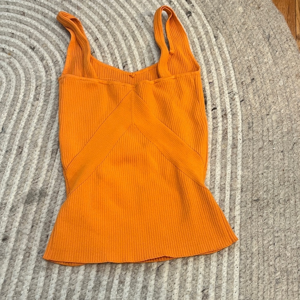Vintage House of Harlow 1960 Bright Orange ribbed Tank top size xs - Picture 3 of 3